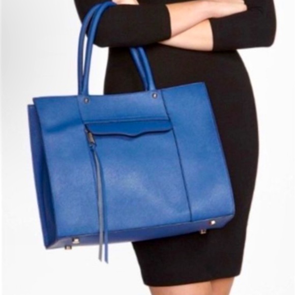 Turquoise Saffiano Leather Carry All Tote Bag